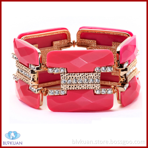 high quality fashion alloy plated gold red resin bracelets